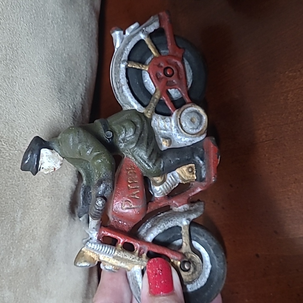 Vintage Cast Iron Patrol Men Set Motorcycle Figurines - Picture 4 of 8
